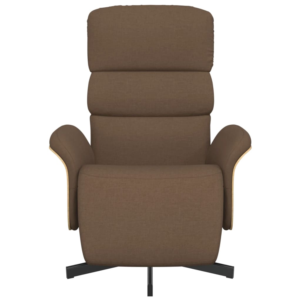 Fauteuil relax avec repose-pieds en tissu marron