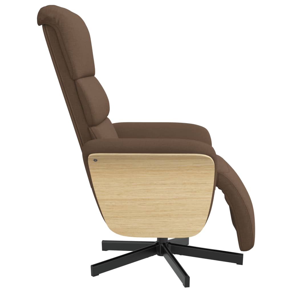 Fauteuil relax avec repose-pieds en tissu marron
