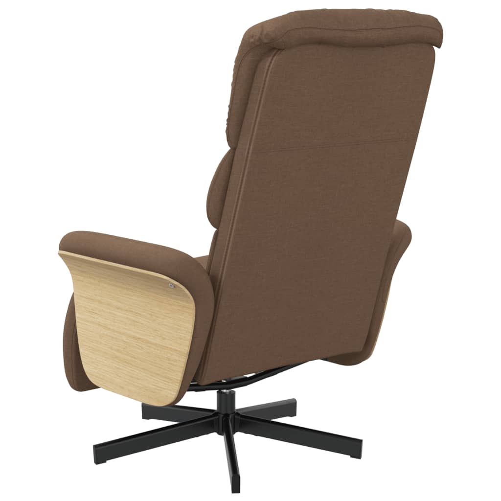 Fauteuil relax avec repose-pieds en tissu marron