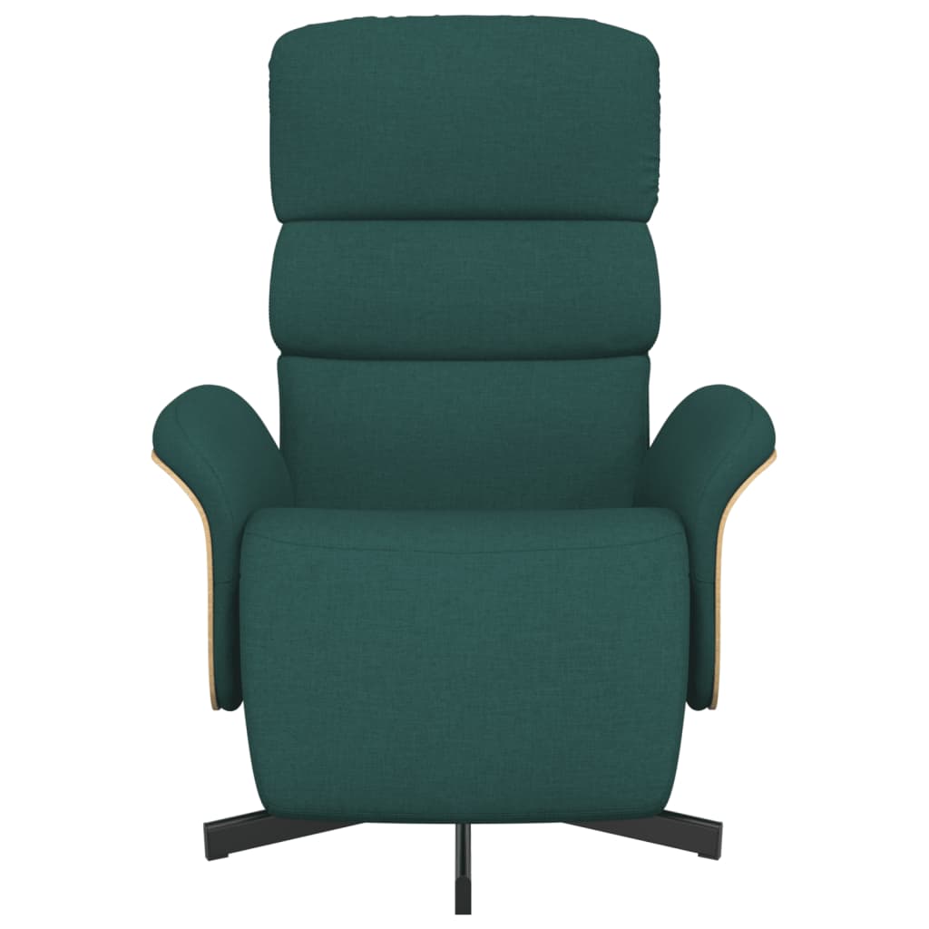 Fauteuil relax avec repose-pieds en tissu vert foncé