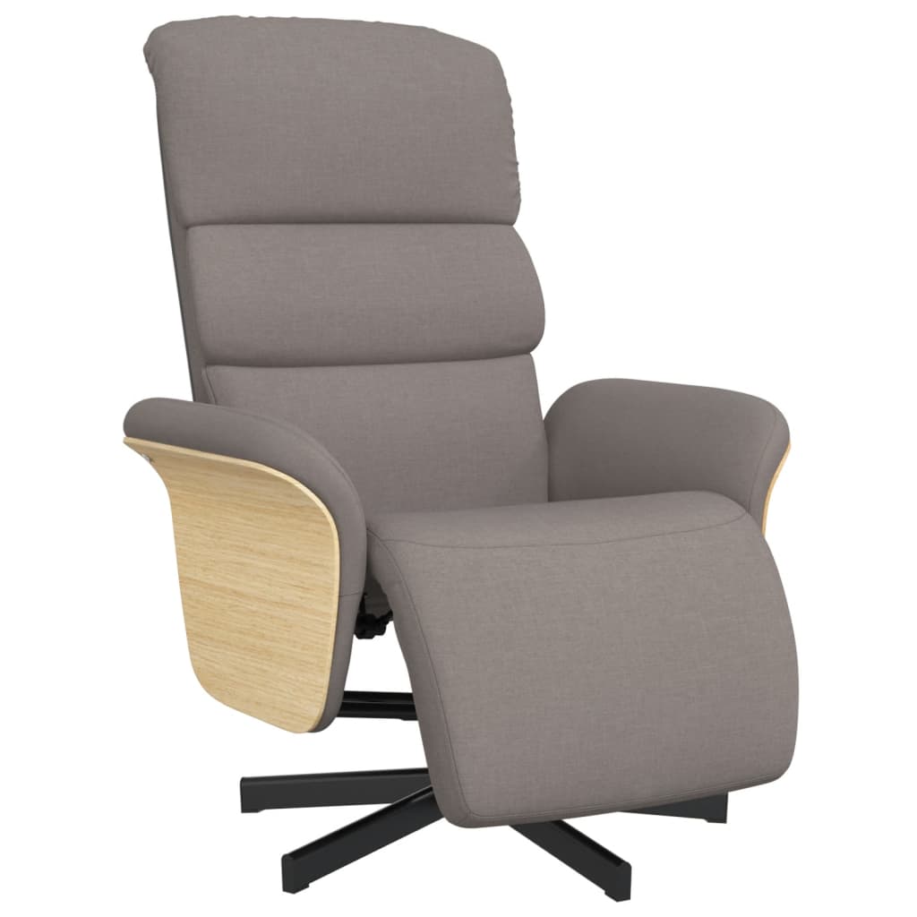 Fauteuil relax avec repose-pieds en tissu taupe