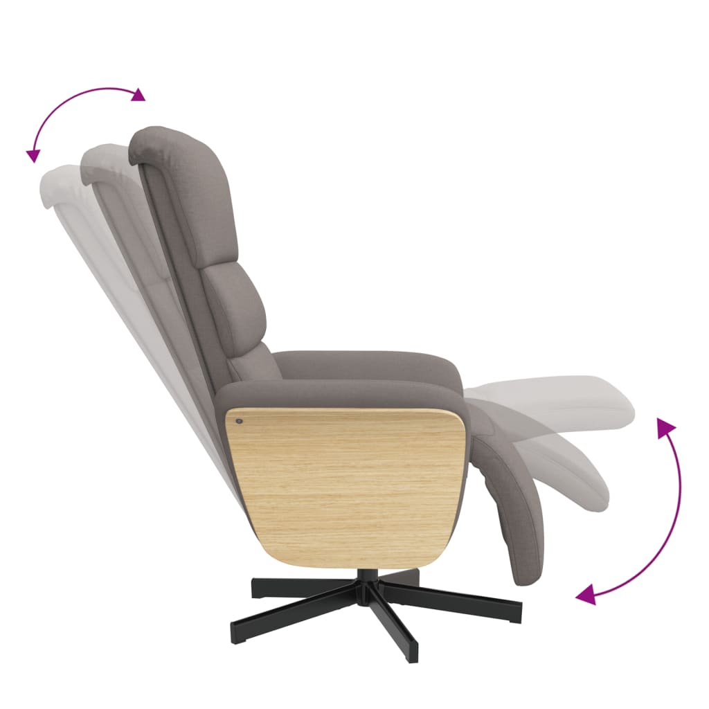 Fauteuil relax avec repose-pieds en tissu taupe