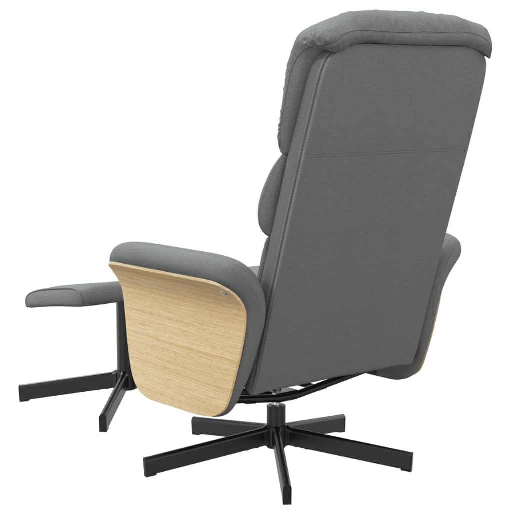 Fauteuil de relaxation avec repose-pieds tissu gris foncé