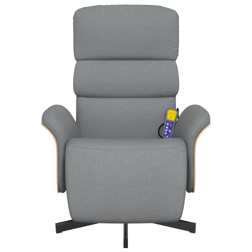 Fauteuil de massage avec repose-pieds en tissu gris clair