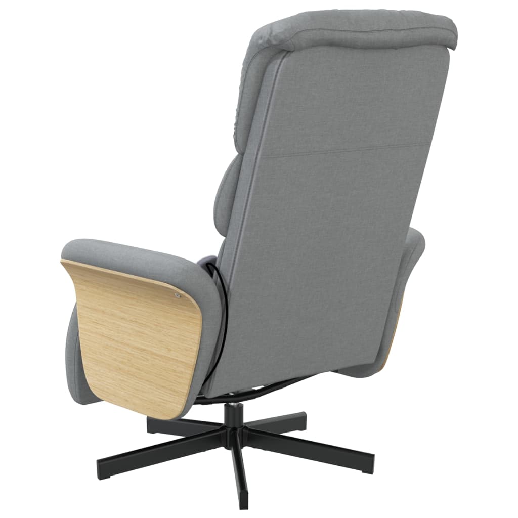 Fauteuil de massage avec repose-pieds en tissu gris clair