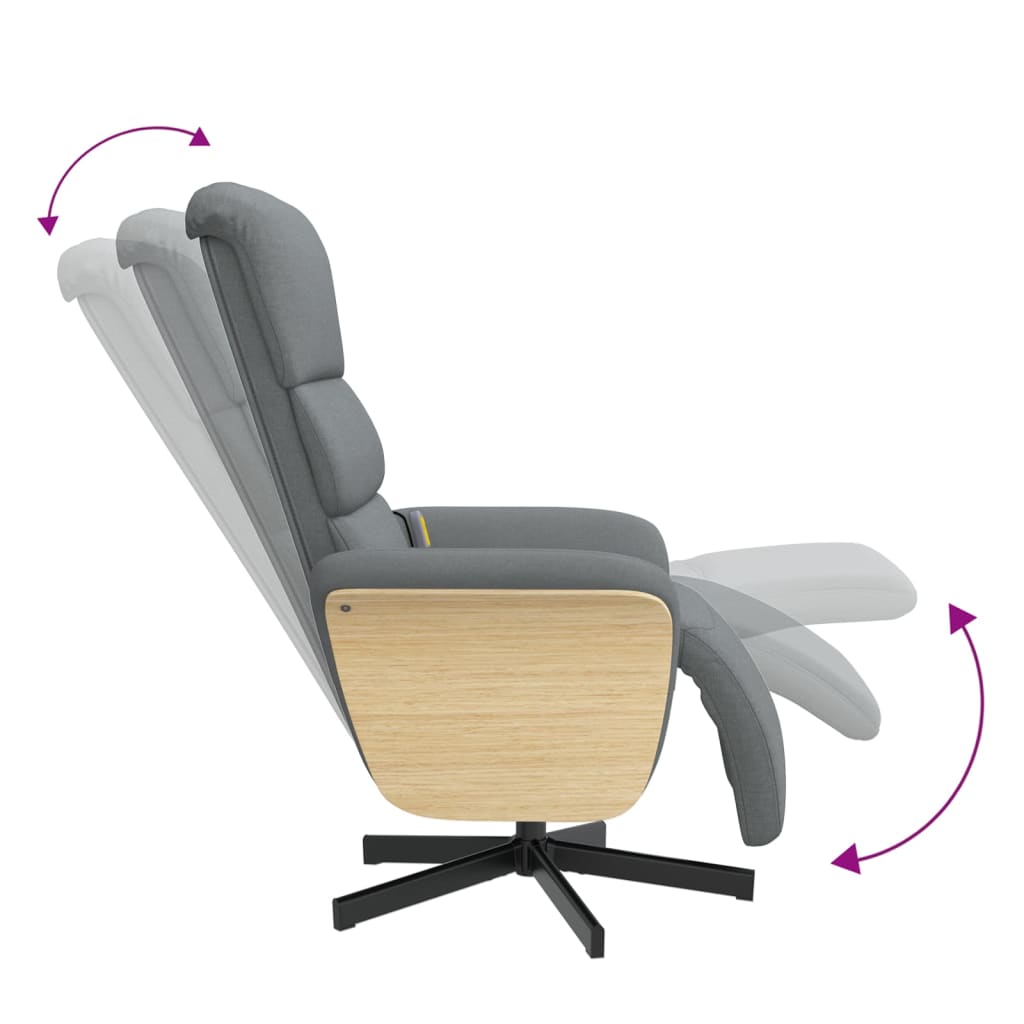 Fauteuil de massage avec repose-pieds en tissu gris clair