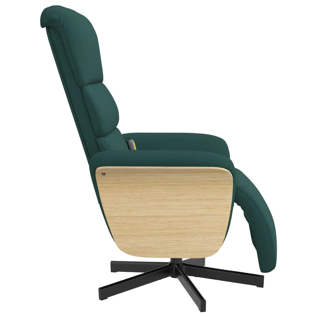 Fauteuil de massage avec repose-pieds en tissu vert foncé