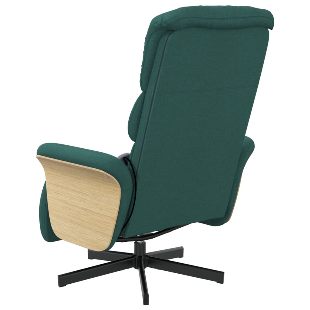 Fauteuil de massage avec repose-pieds en tissu vert foncé