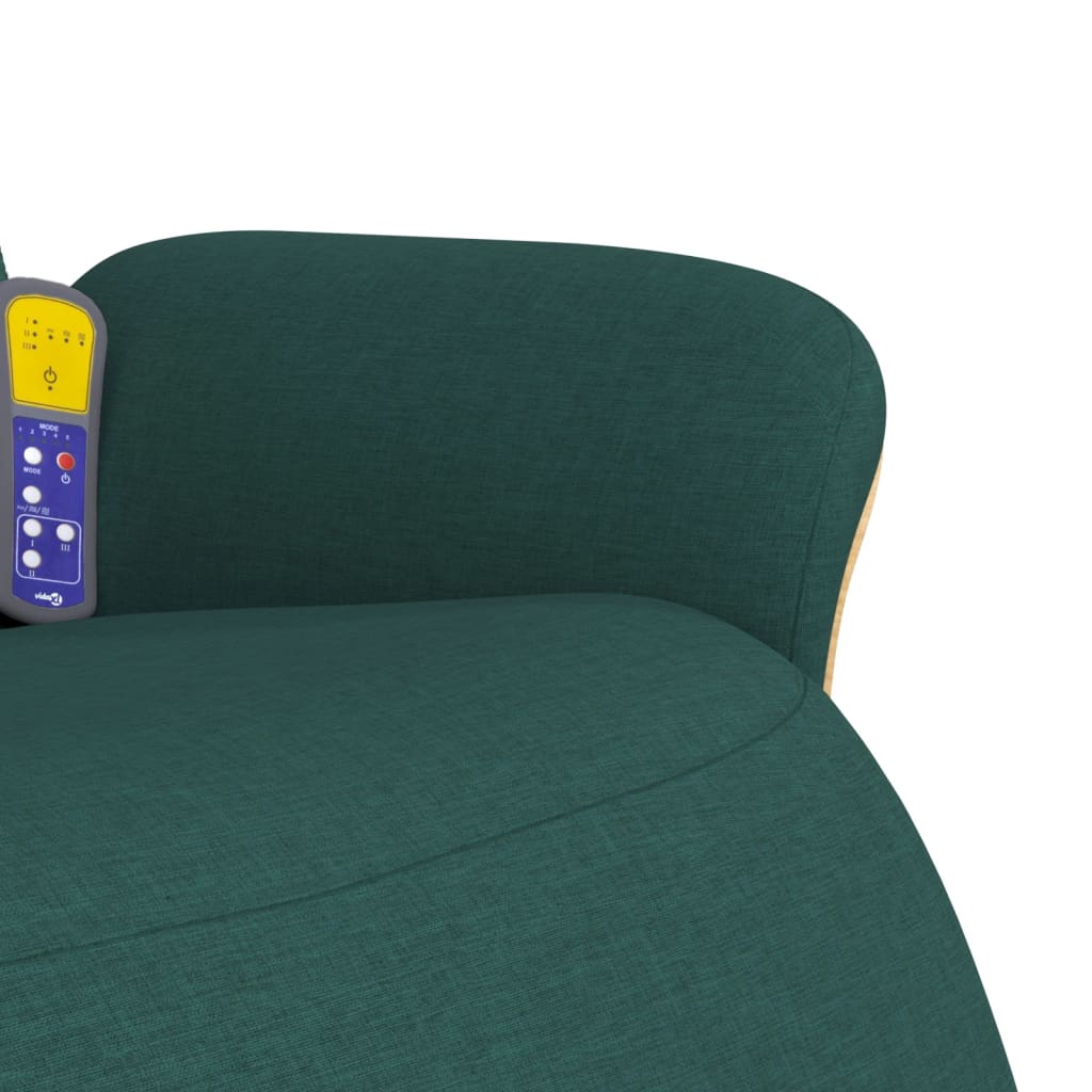 Fauteuil de massage avec repose-pieds en tissu vert foncé
