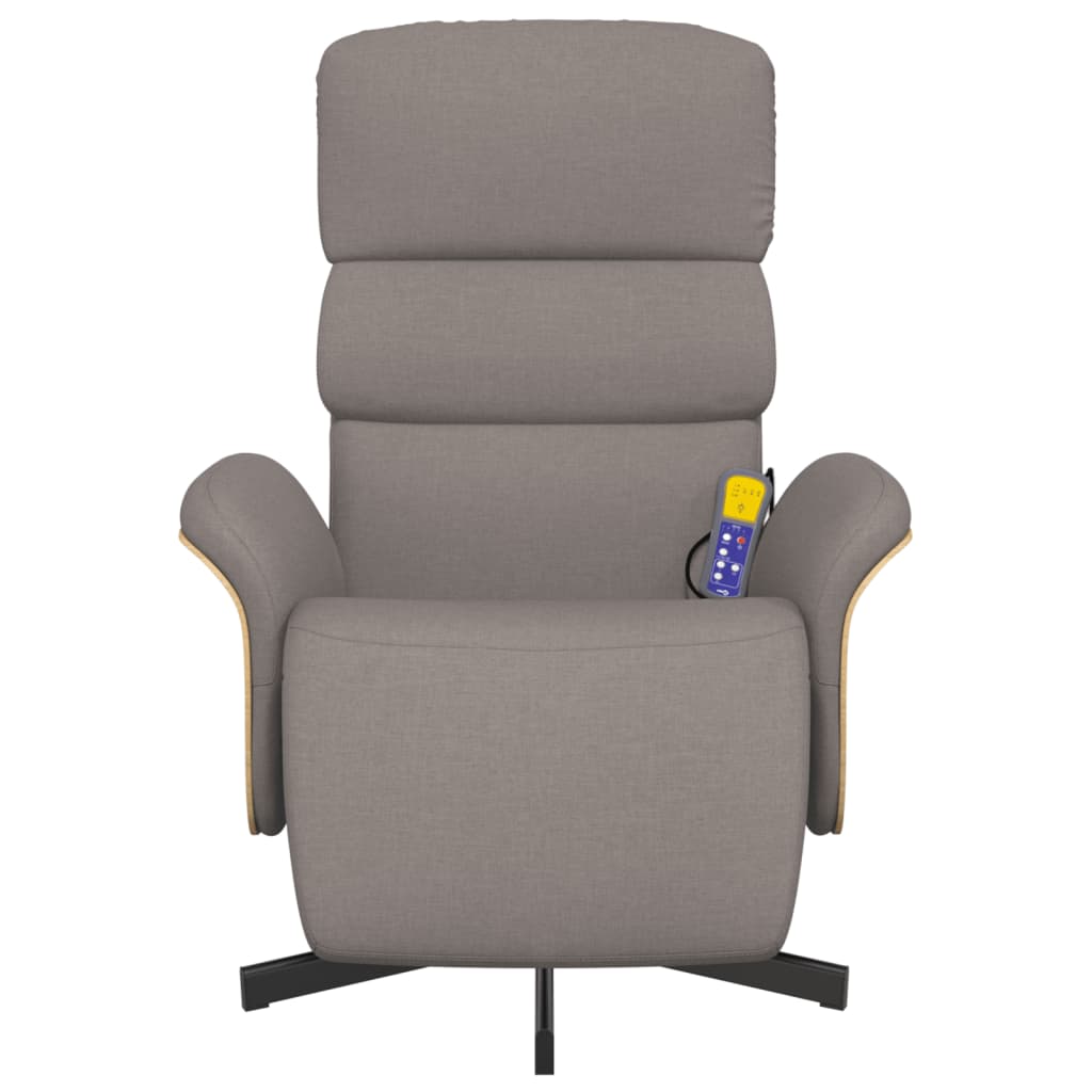 Fauteuil de massage avec repose-pieds en tissu taupe