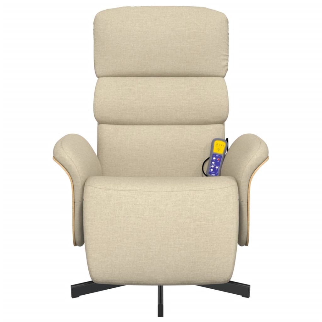 Fauteuil de massage avec repose-pieds en tissu crème