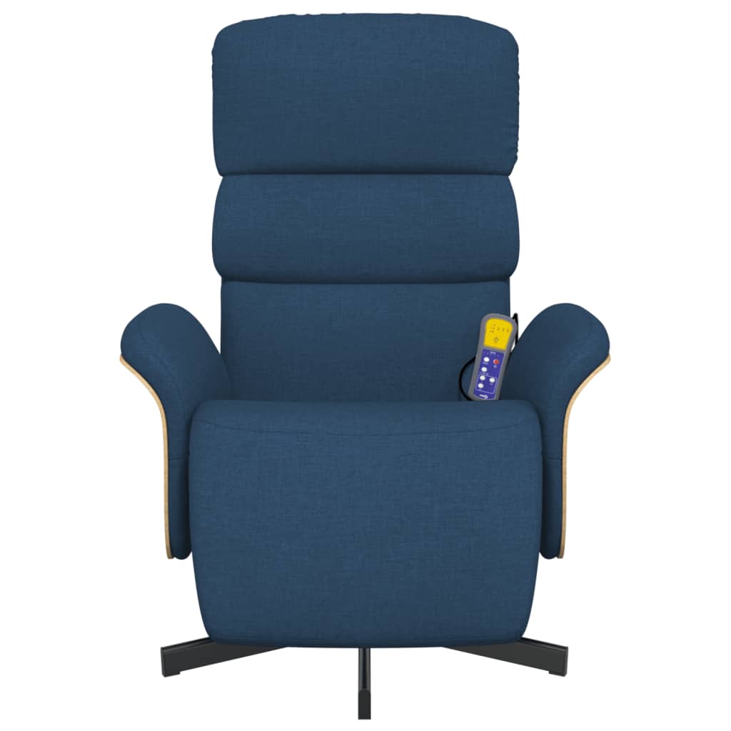 Massage chair with footrest blue fabric