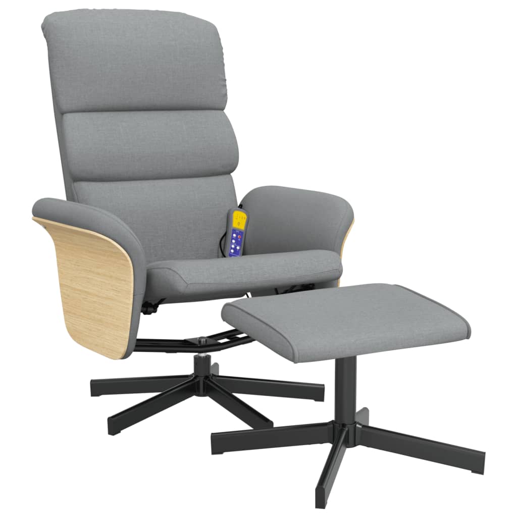Fauteuil de massage avec repose-pieds tissu gris clair