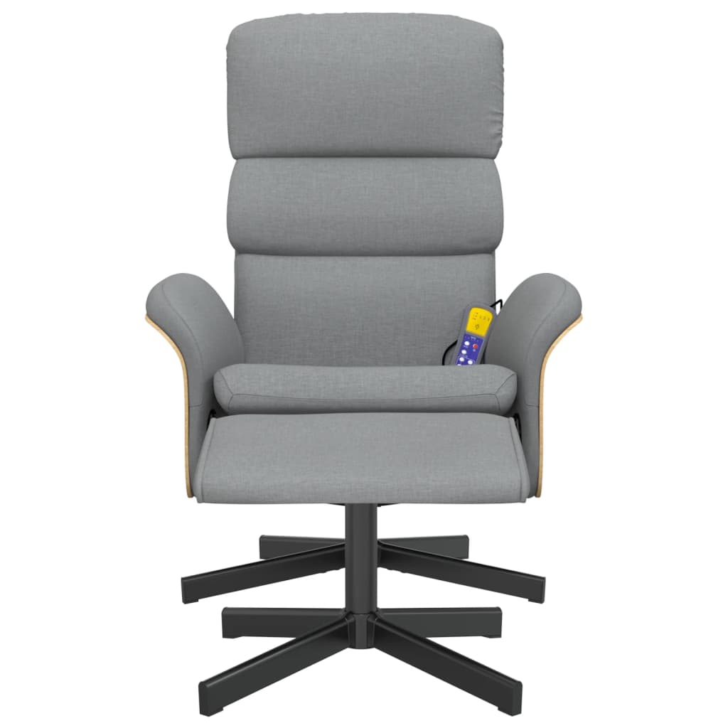 Fauteuil de massage avec repose-pieds tissu gris clair