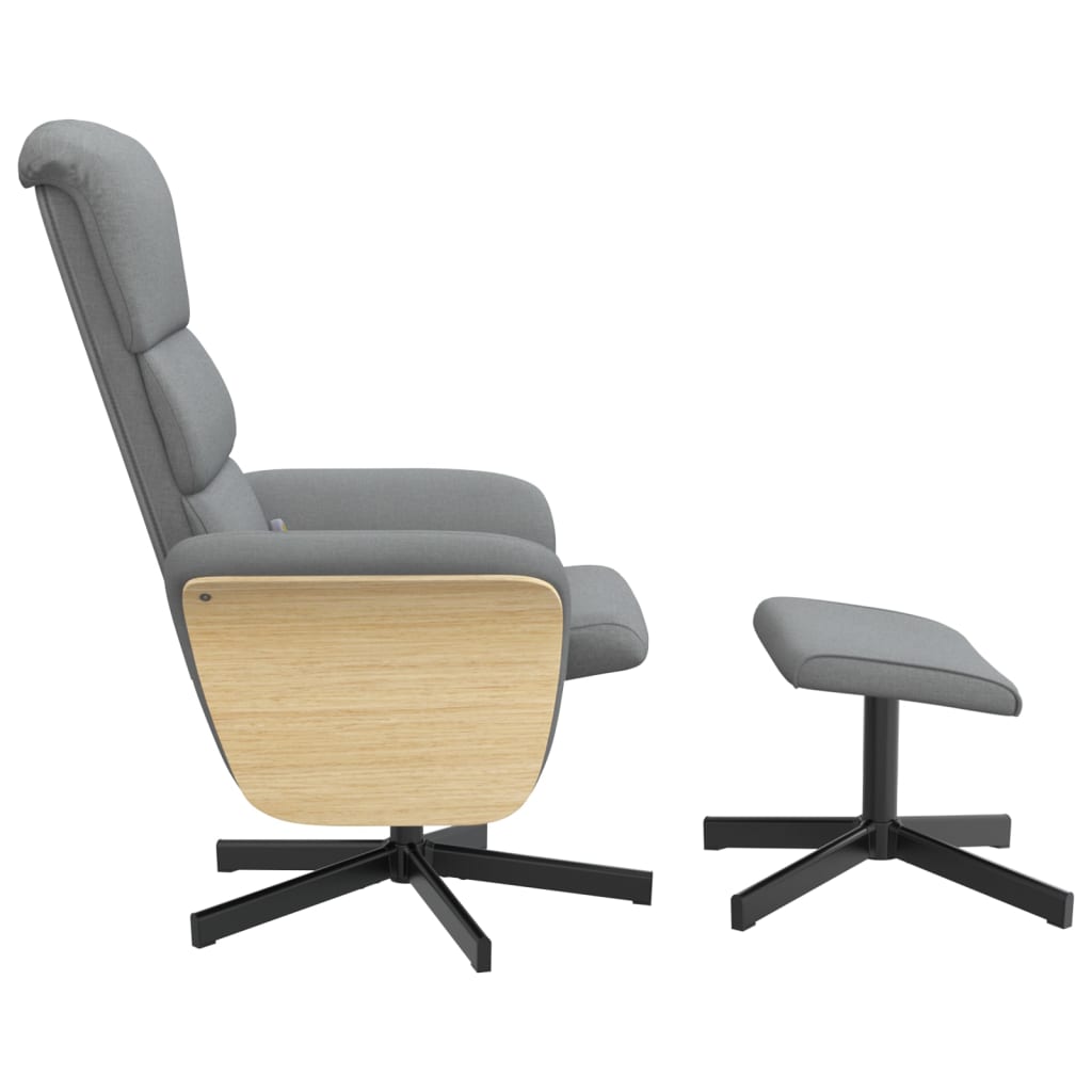 Fauteuil de massage avec repose-pieds tissu gris clair