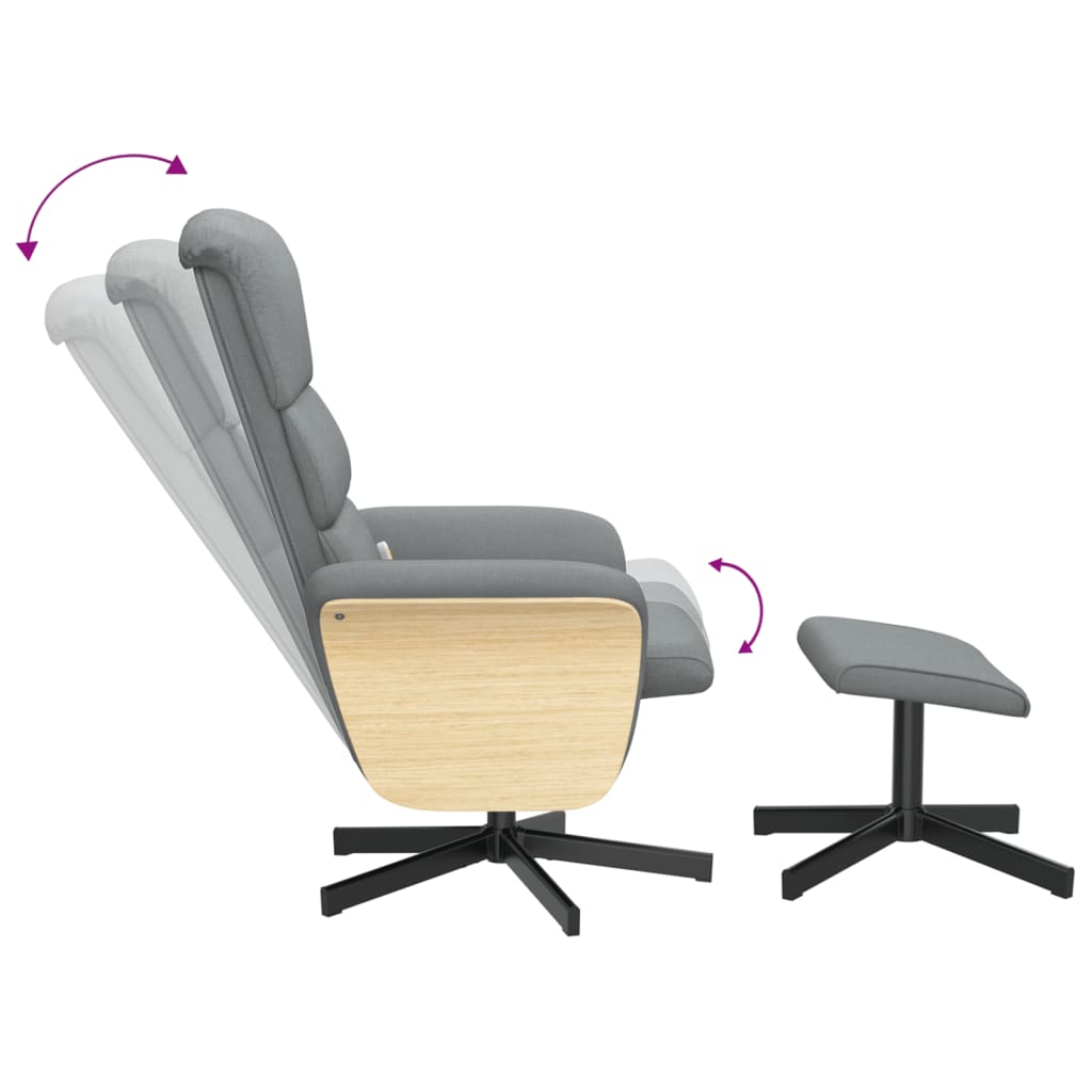Fauteuil de massage avec repose-pieds tissu gris clair