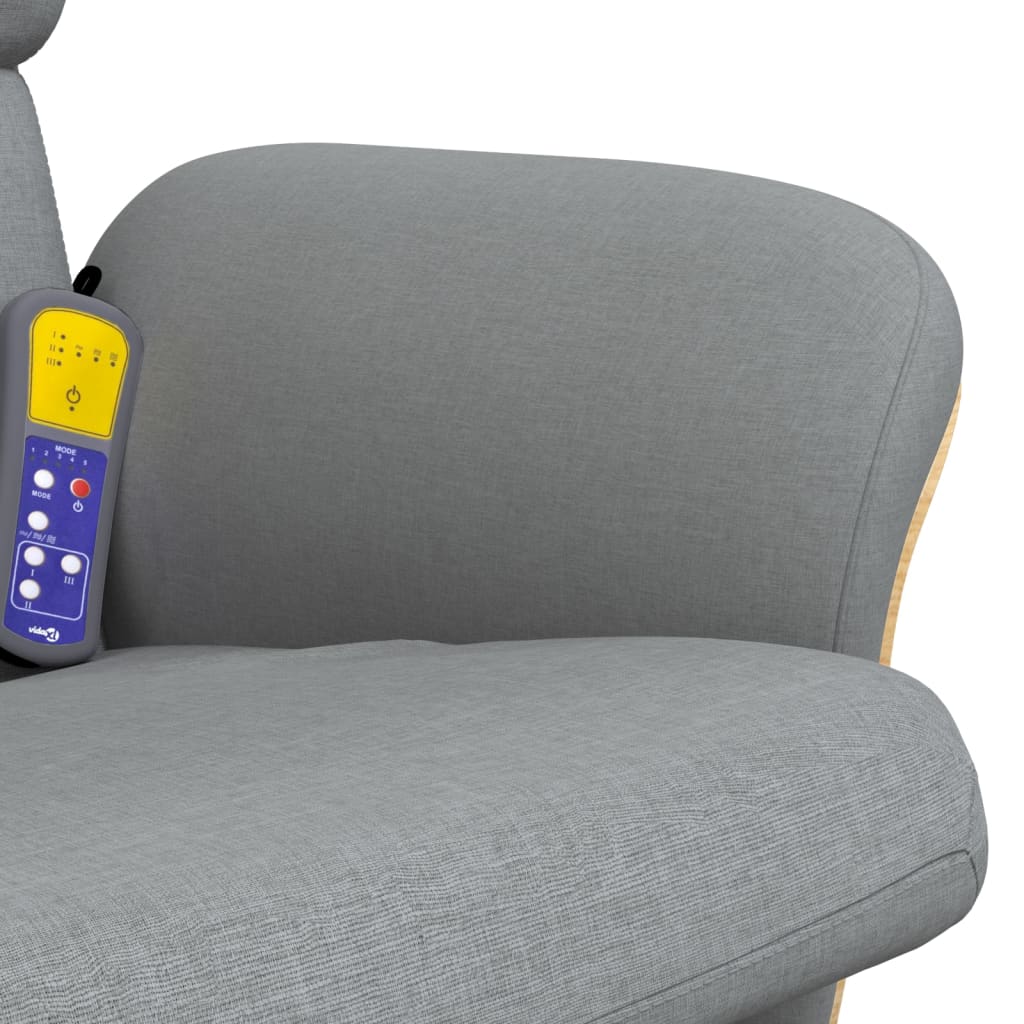 Fauteuil de massage avec repose-pieds tissu gris clair