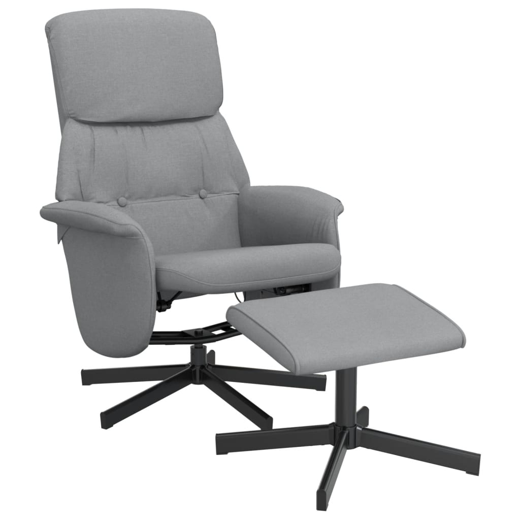 Fauteuil de relaxation avec repose-pieds tissu gris clair