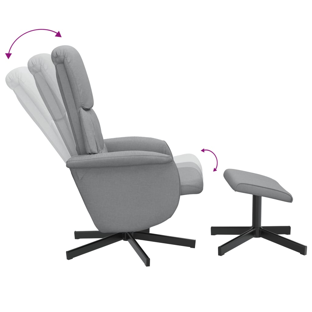 Fauteuil de relaxation avec repose-pieds tissu gris clair