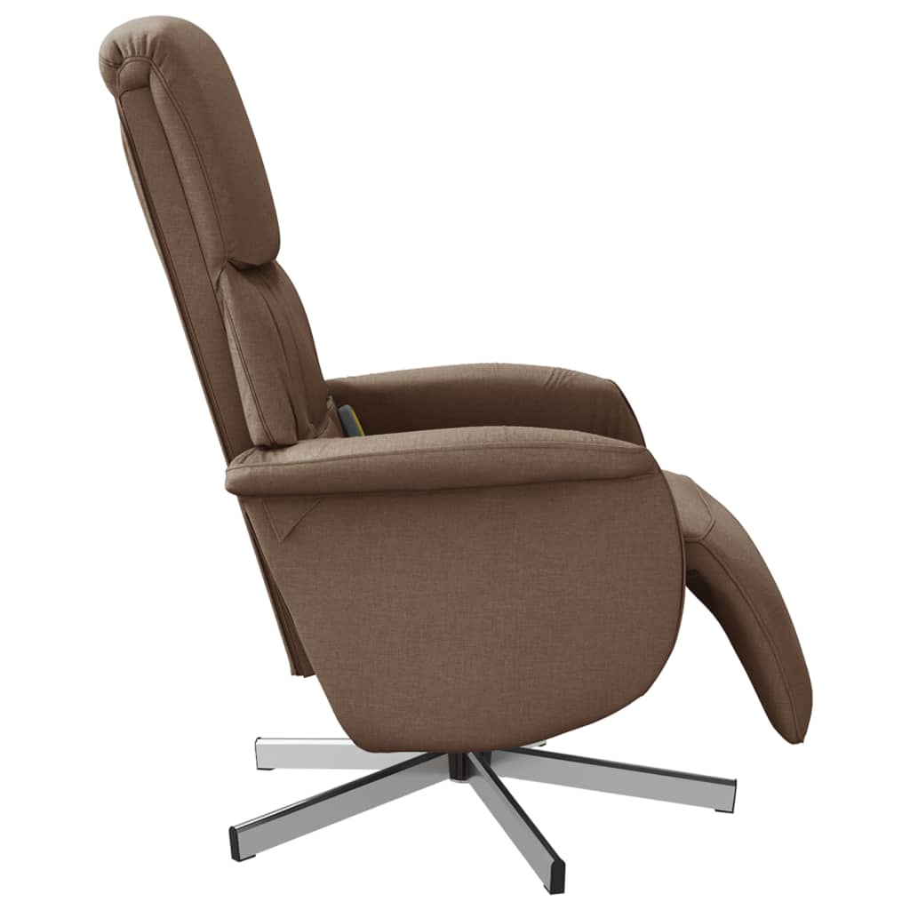 Fauteuil de massage avec repose-pieds en tissu marron