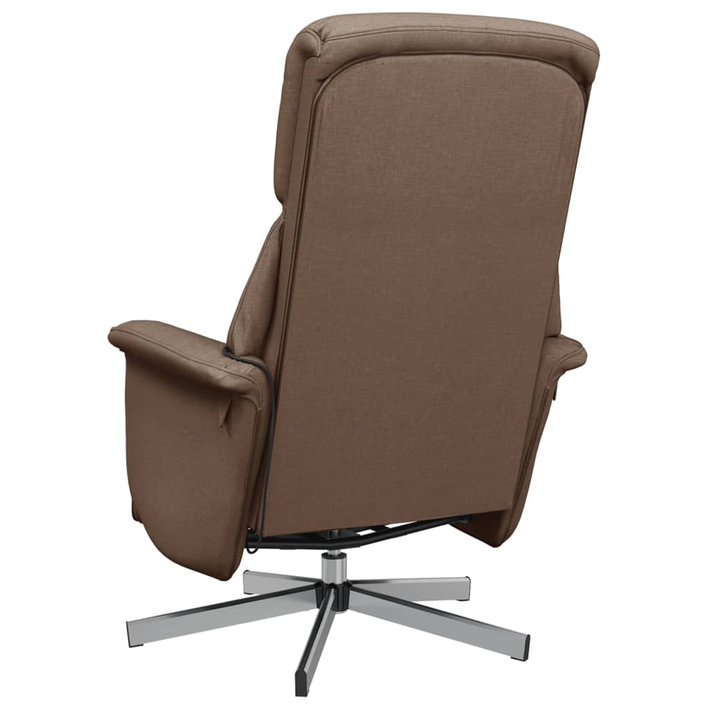 Fauteuil de massage avec repose-pieds en tissu marron