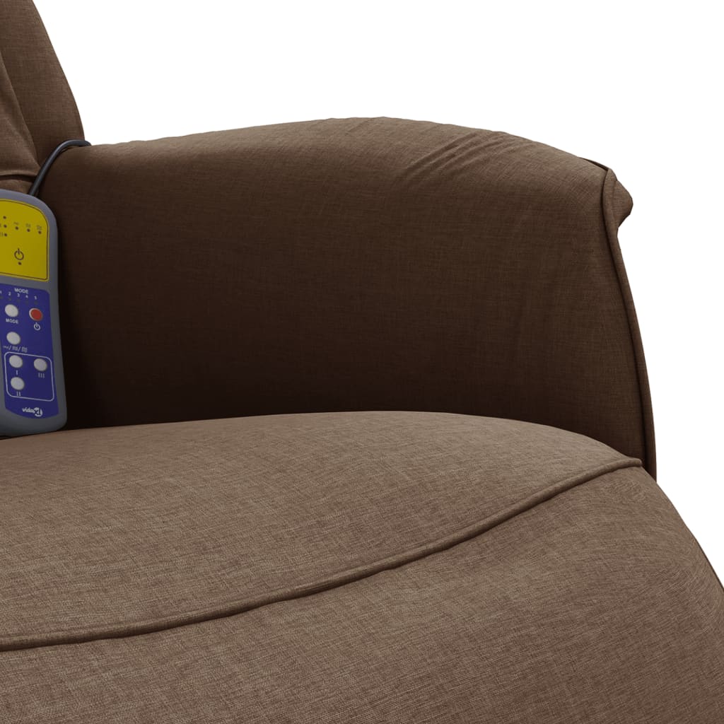 Fauteuil de massage avec repose-pieds en tissu marron