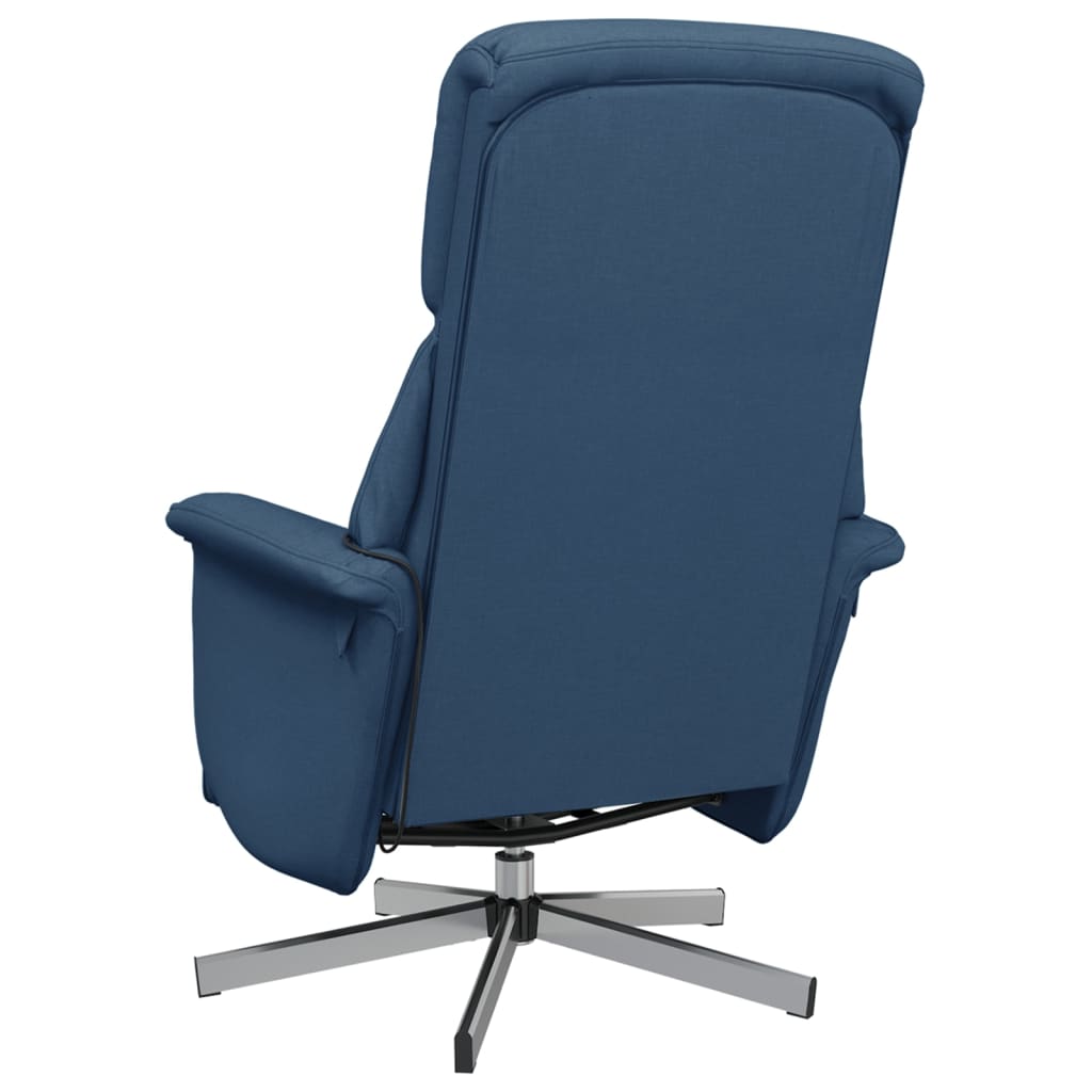 Fauteuil de massage avec repose-pieds en tissu bleu