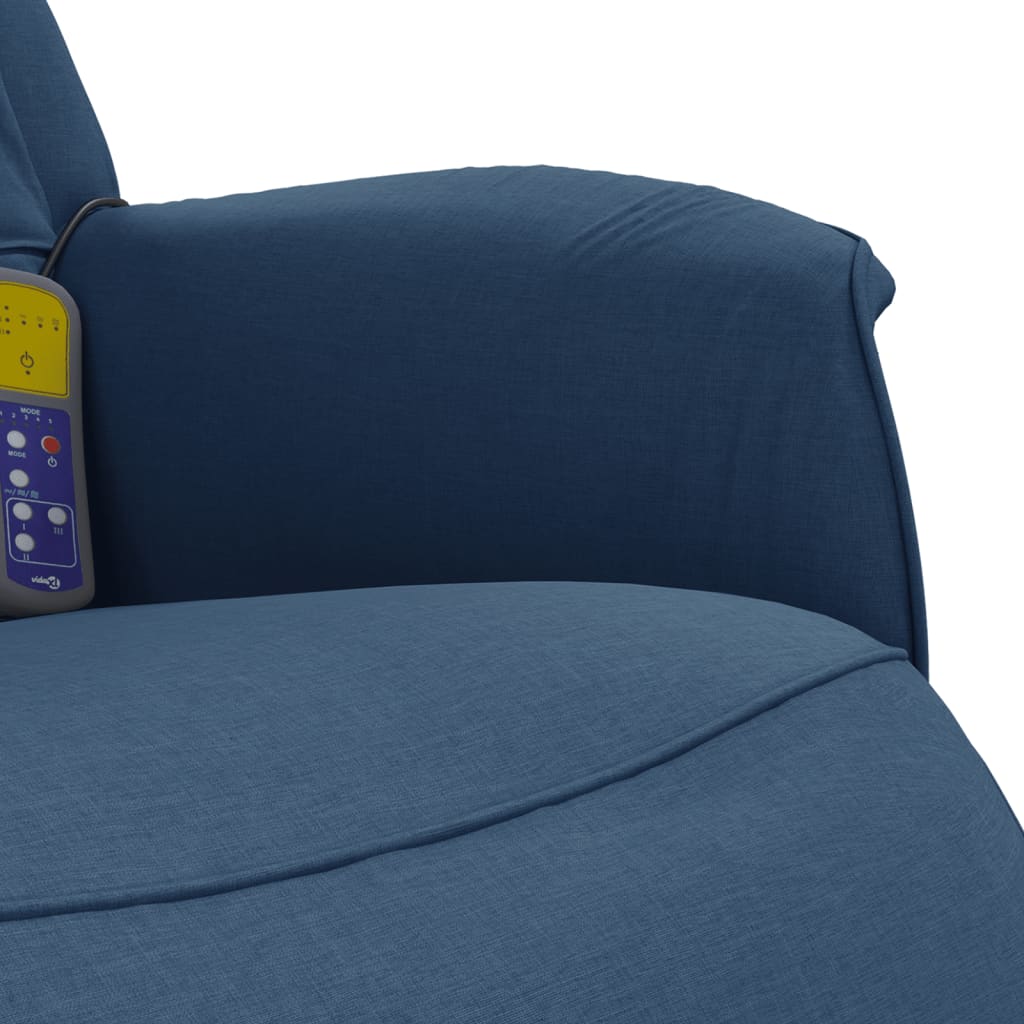 Fauteuil de massage avec repose-pieds en tissu bleu