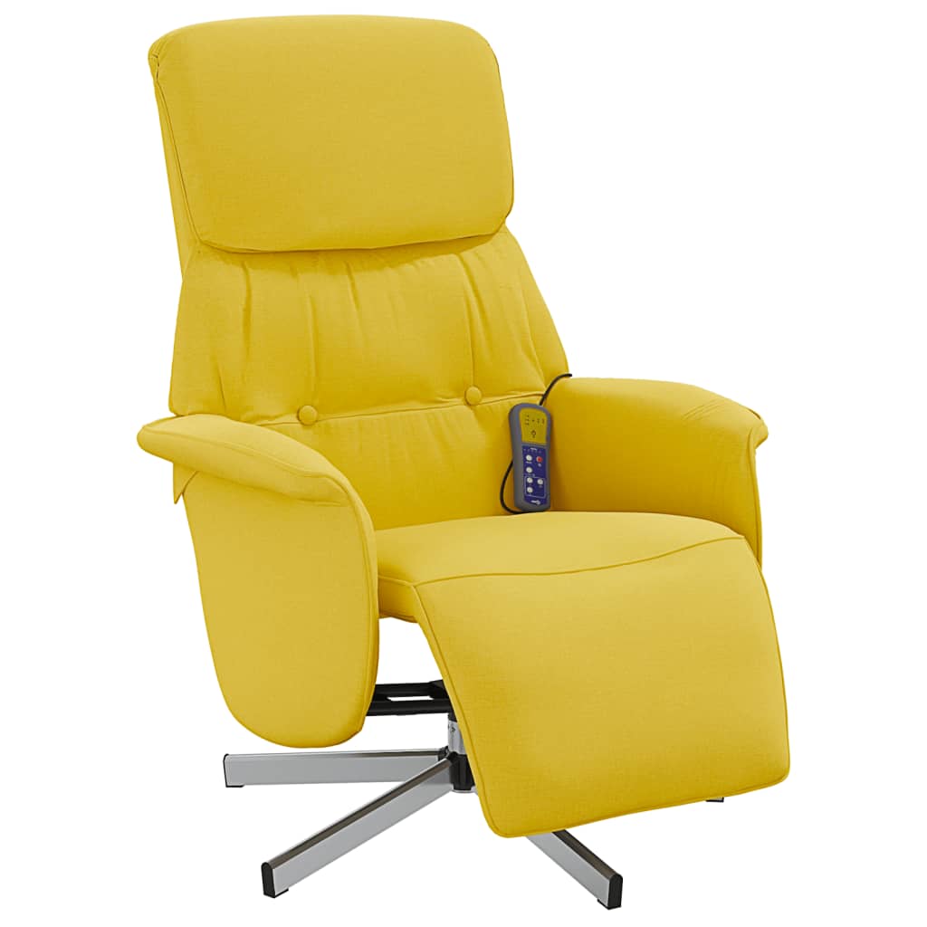 Fauteuil de massage avec repose-pieds en tissu jaune clair