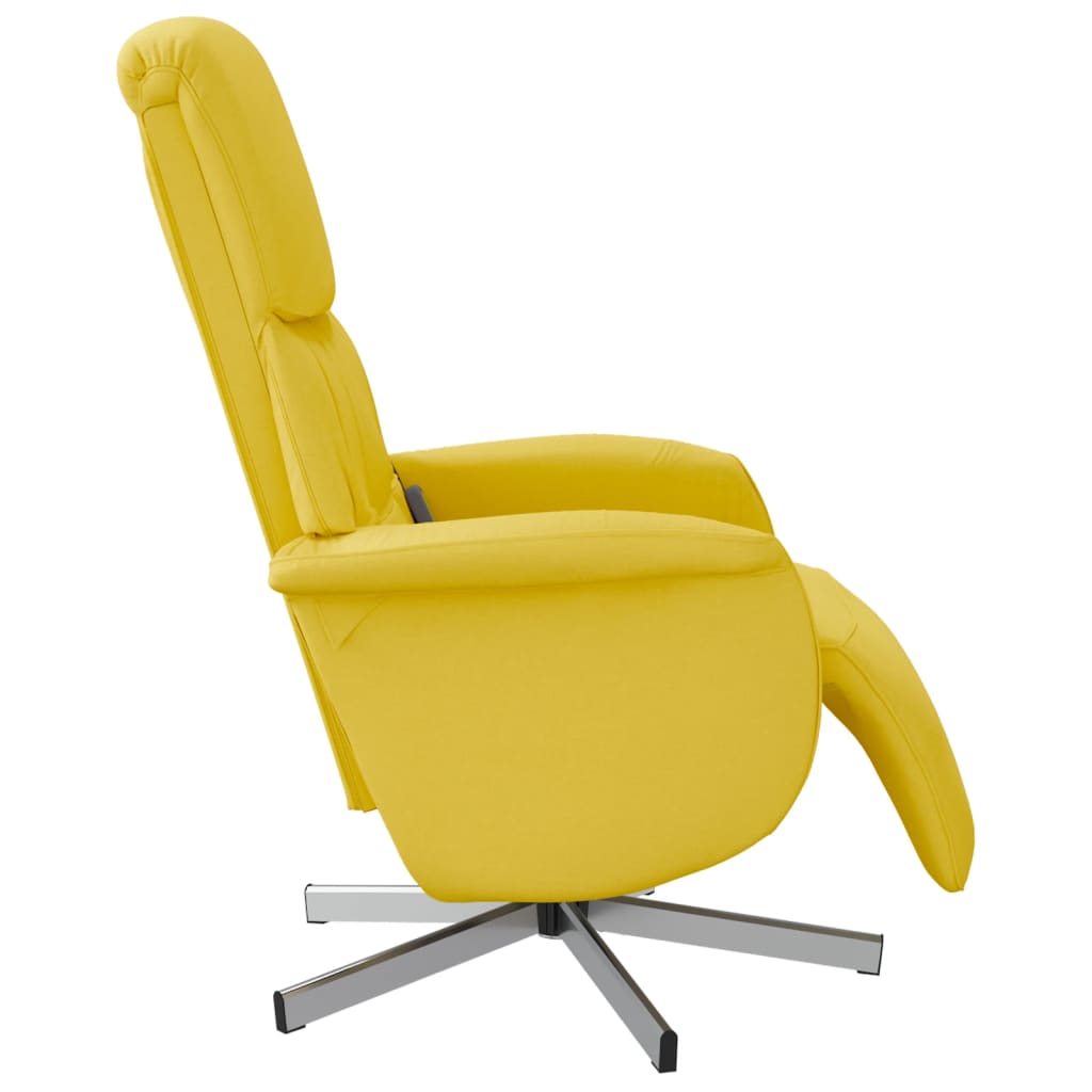 Fauteuil de massage avec repose-pieds en tissu jaune clair