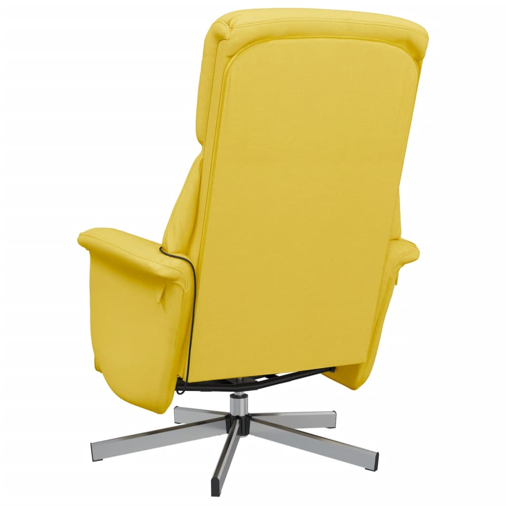 Fauteuil de massage avec repose-pieds en tissu jaune clair