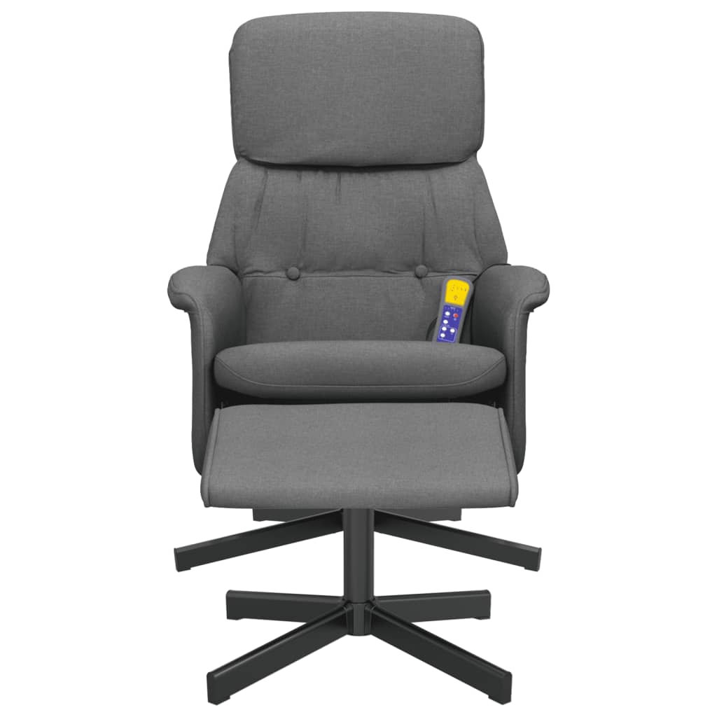 Fauteuil de massage avec repose-pieds tissu gris foncé