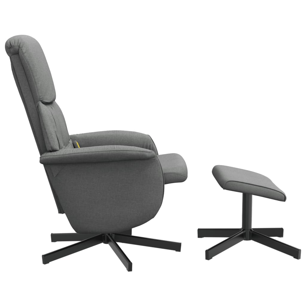 Fauteuil de massage avec repose-pieds tissu gris foncé