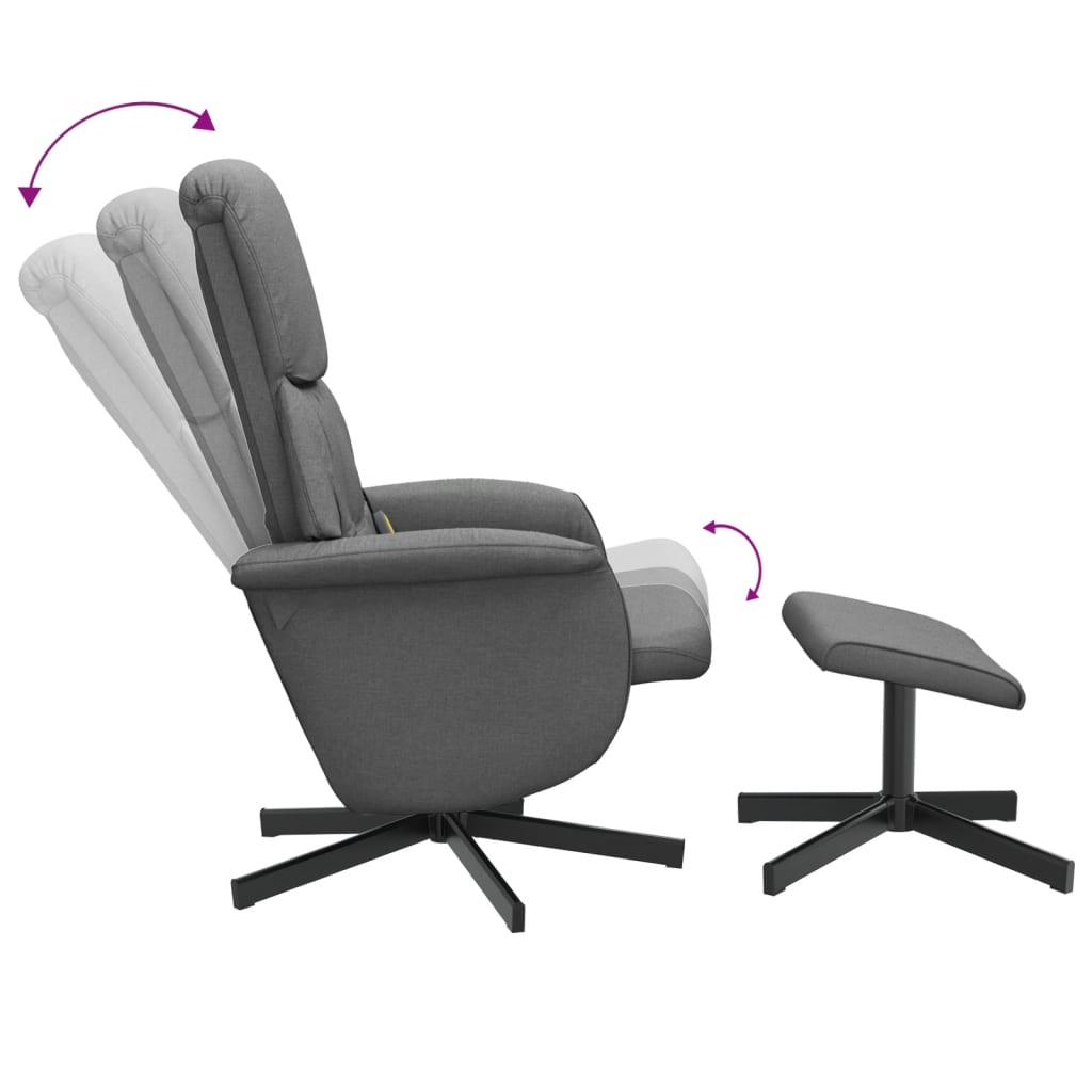 Fauteuil de massage avec repose-pieds tissu gris foncé