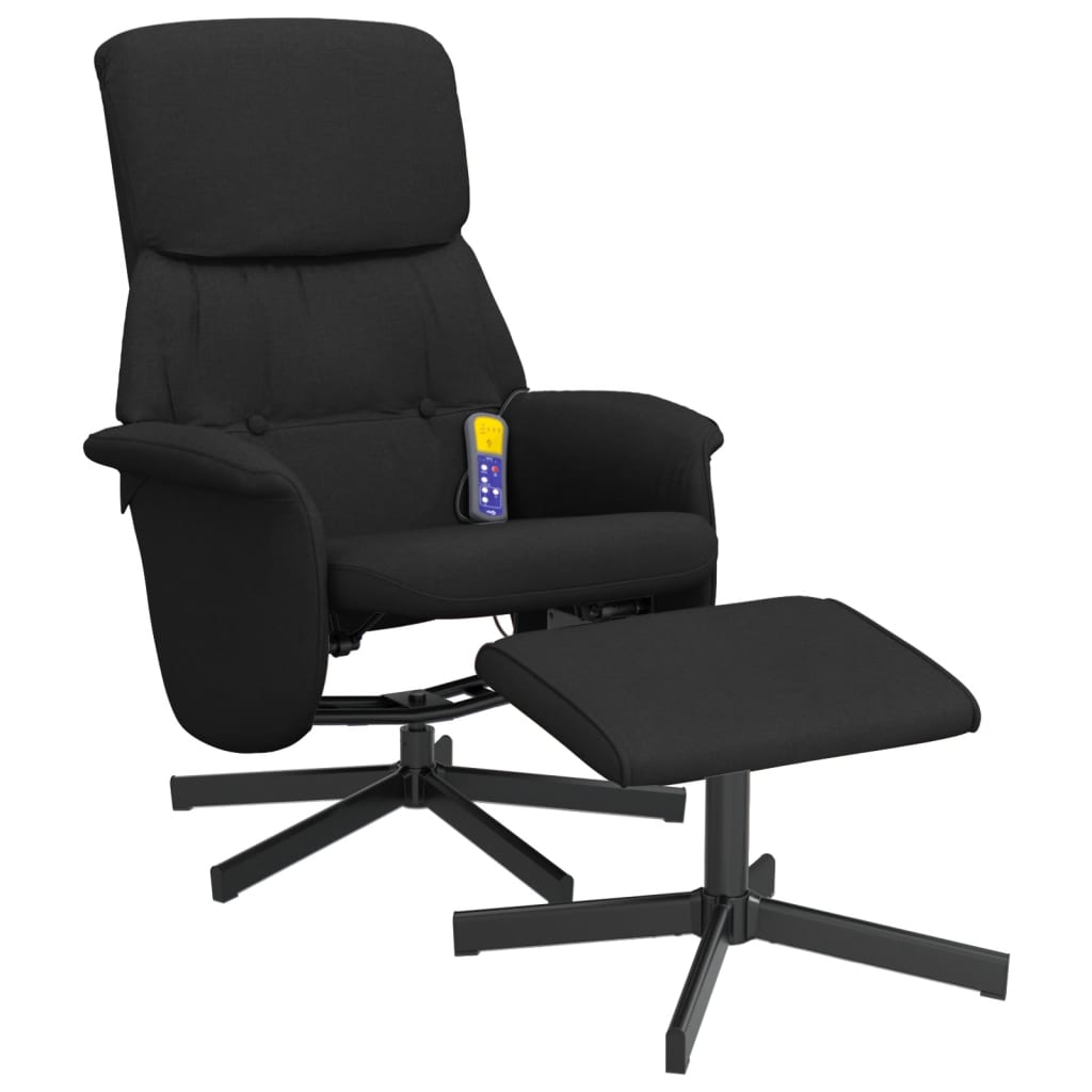 Fauteuil de massage avec repose-pieds tissu noir