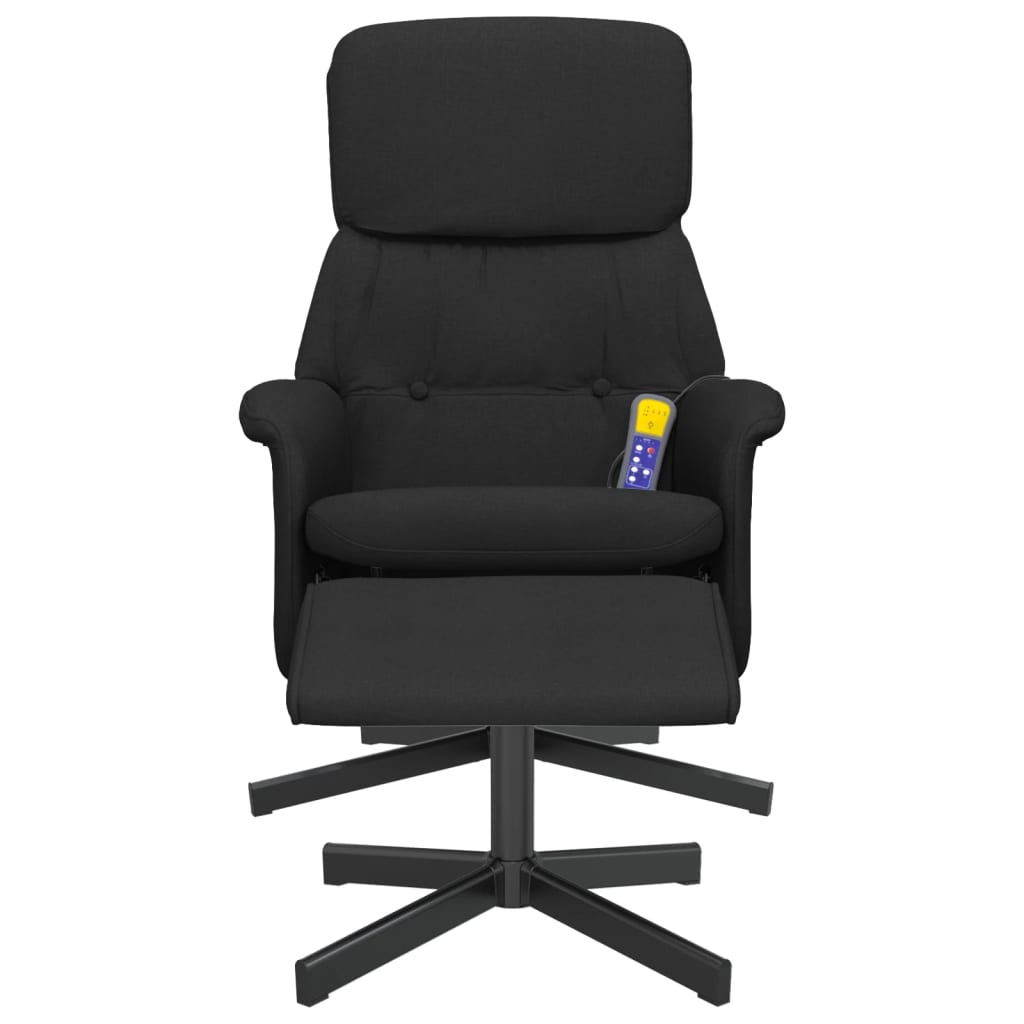 Fauteuil de massage avec repose-pieds tissu noir