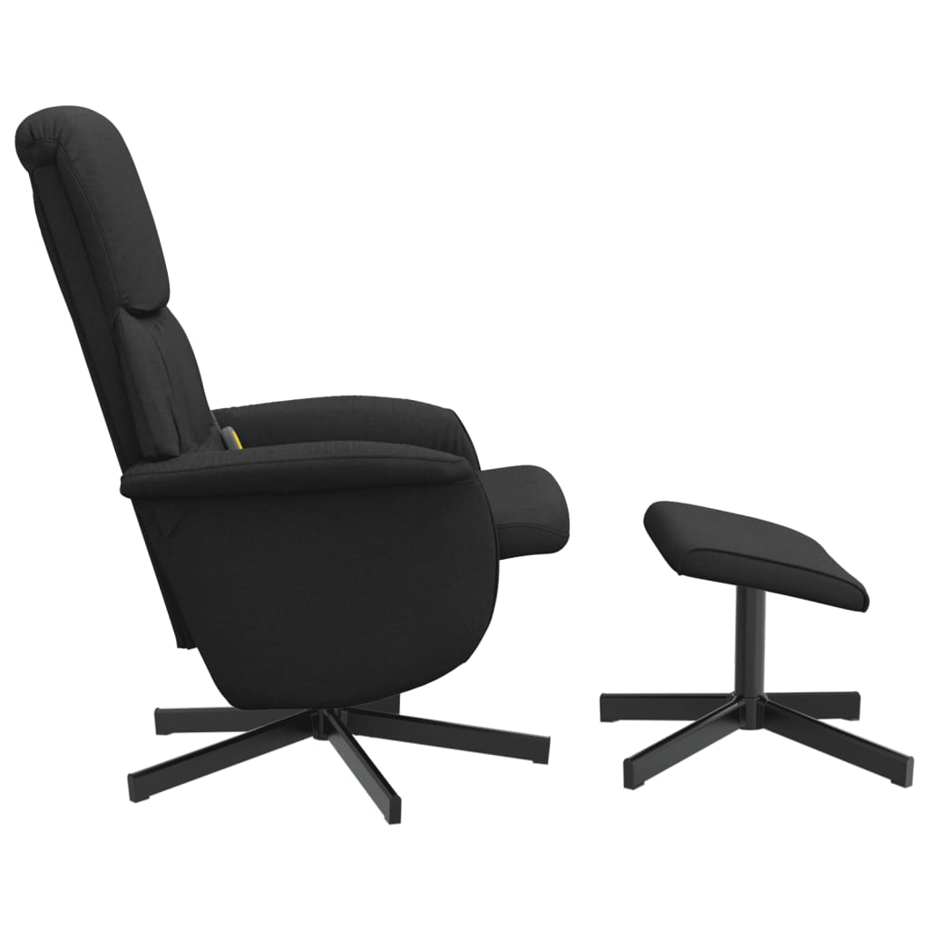 Fauteuil de massage avec repose-pieds tissu noir
