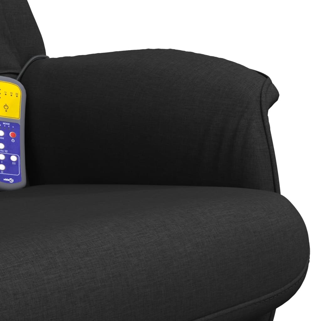 Fauteuil de massage avec repose-pieds tissu noir