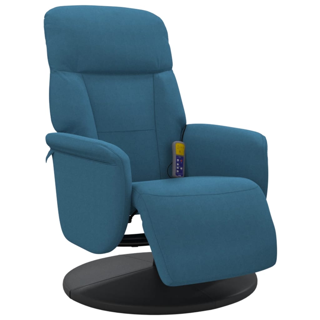 Fauteuil de massage avec repose-pieds en velours bleu