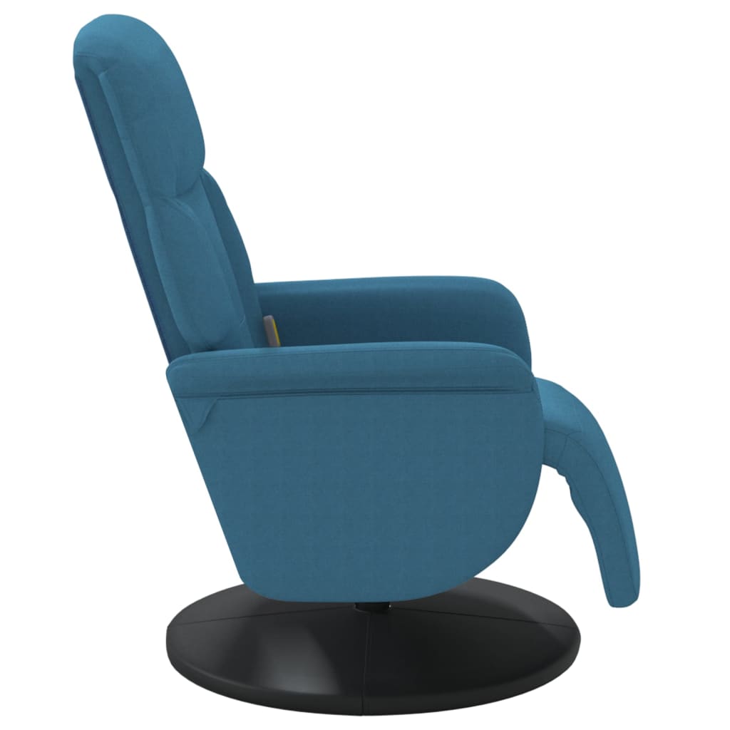 Fauteuil de massage avec repose-pieds en velours bleu