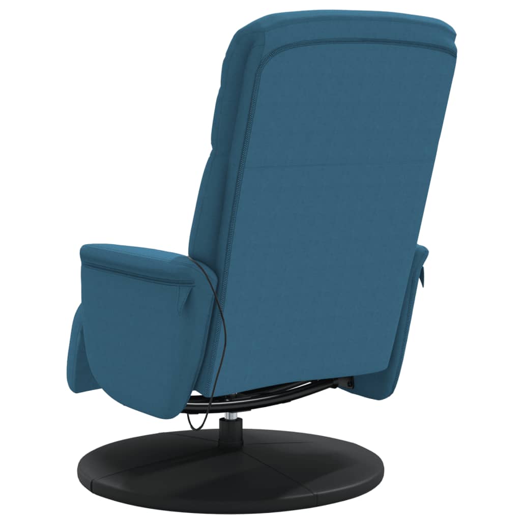 Fauteuil de massage avec repose-pieds en velours bleu