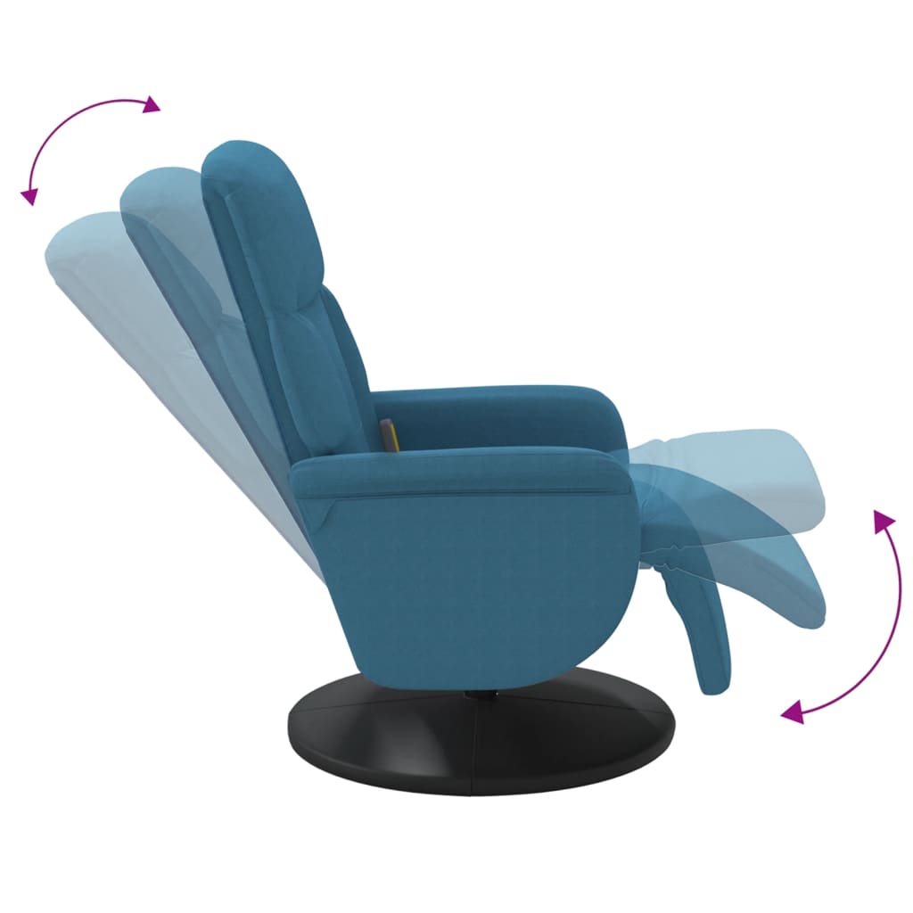 Fauteuil de massage avec repose-pieds en velours bleu