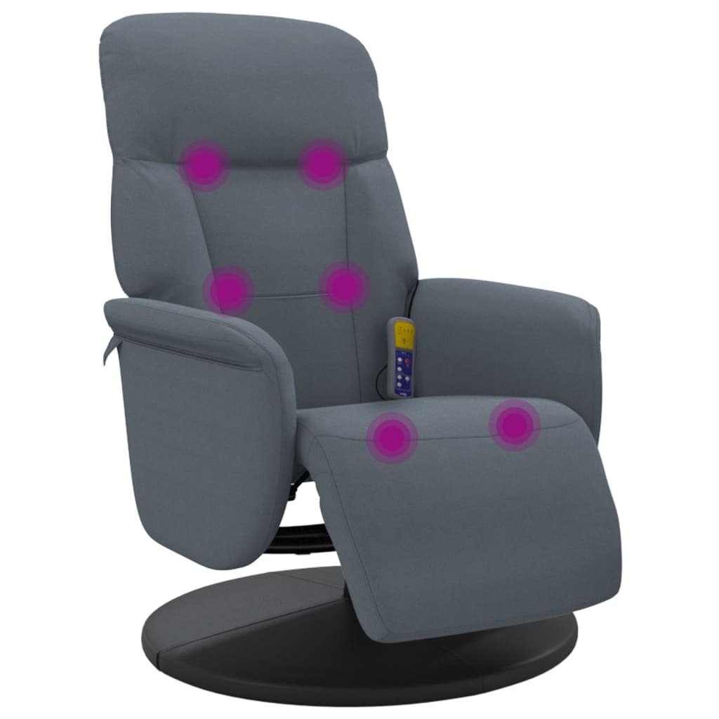 Fauteuil de massage avec repose-pieds en velours gris foncé