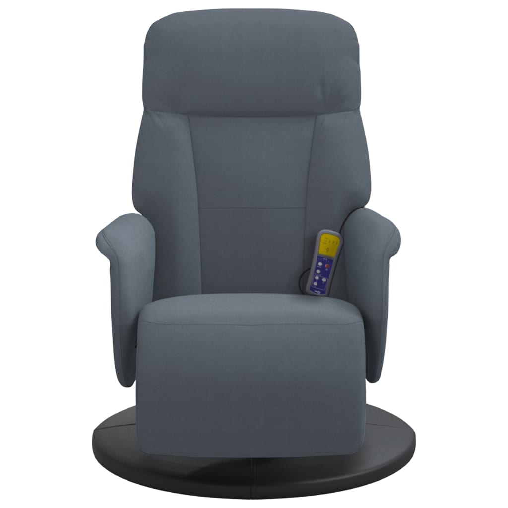 Fauteuil de massage avec repose-pieds en velours gris foncé