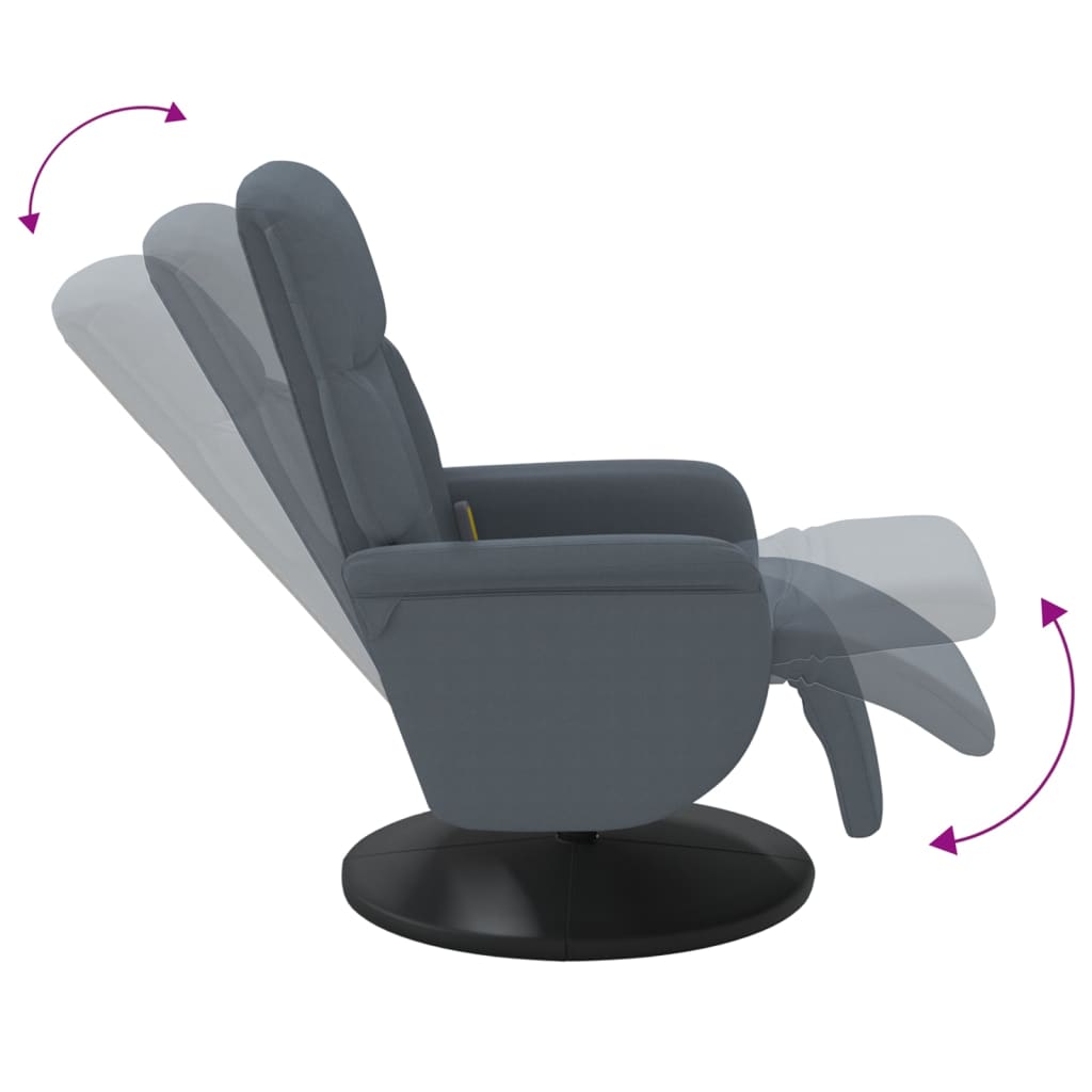 Fauteuil de massage avec repose-pieds en velours gris foncé