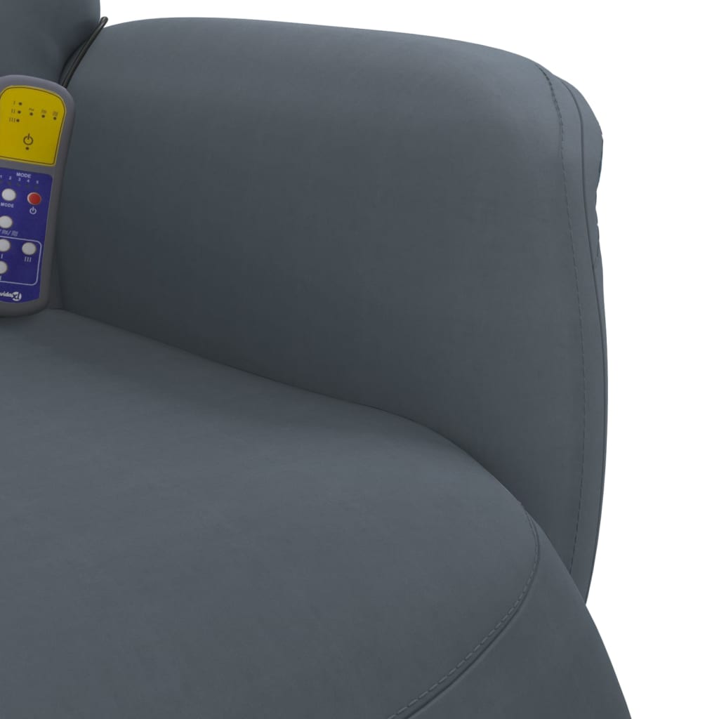 Fauteuil de massage avec repose-pieds en velours gris foncé