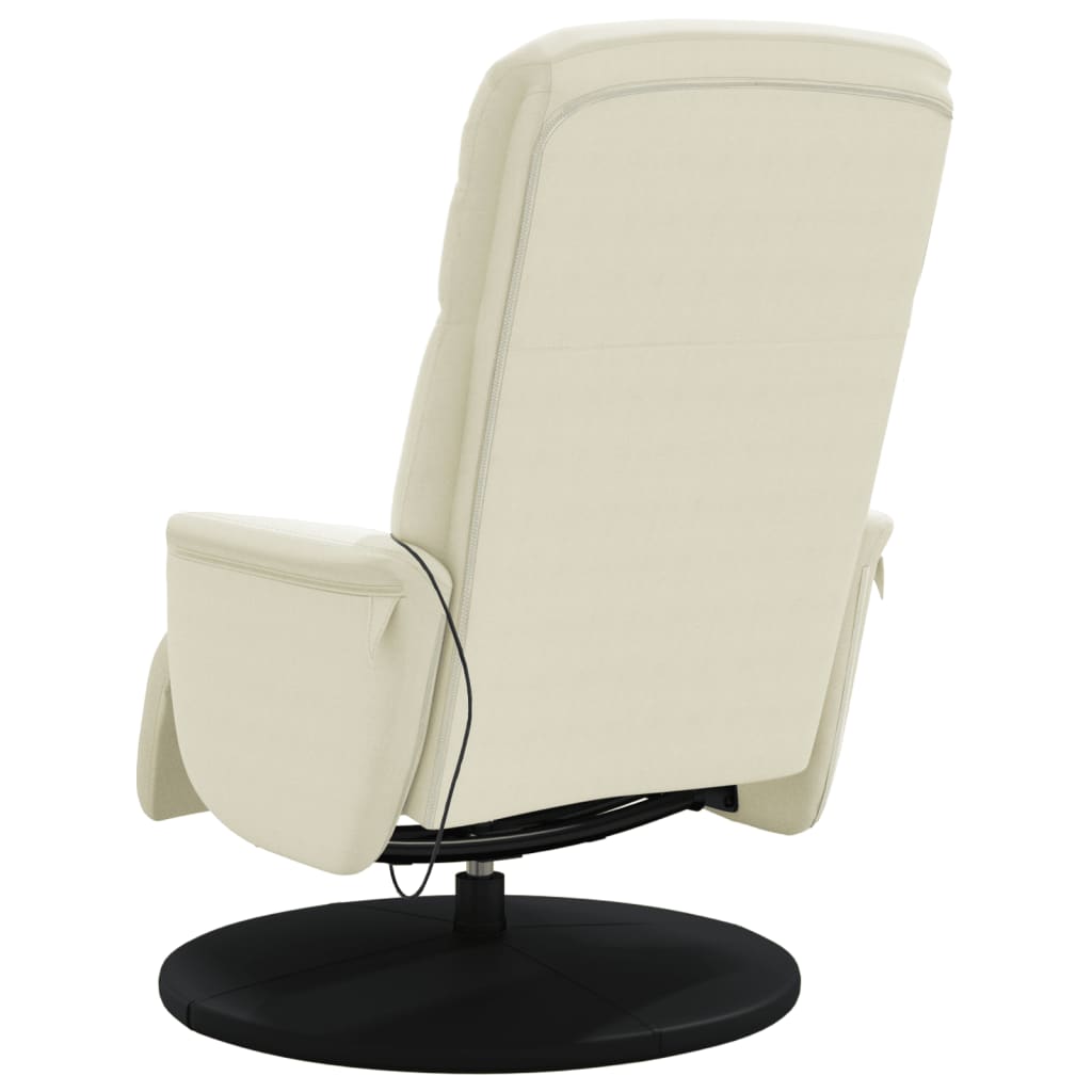 Fauteuil de massage avec repose-pieds en velours crème