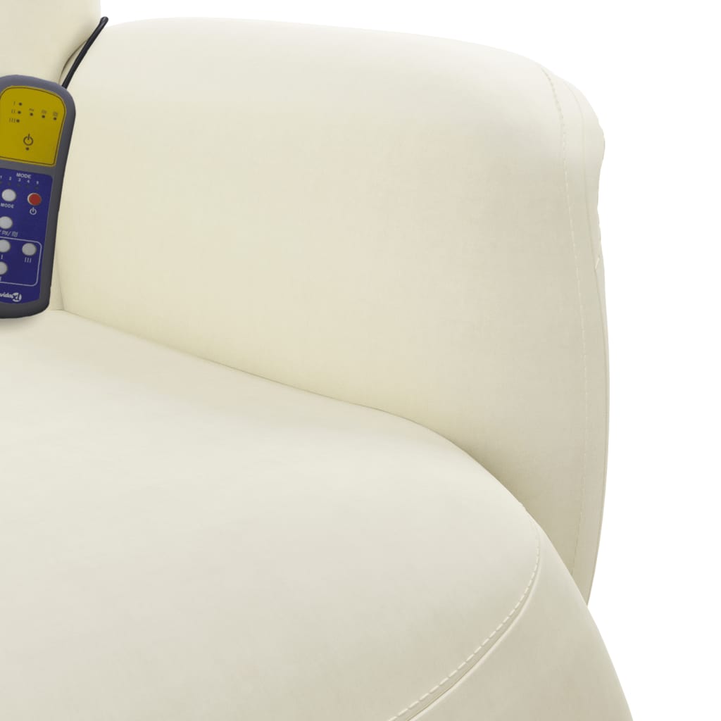 Fauteuil de massage avec repose-pieds en velours crème
