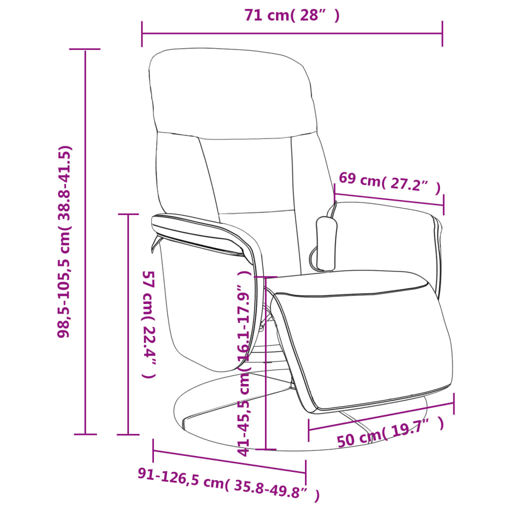Fauteuil de massage avec repose-pieds en velours crème