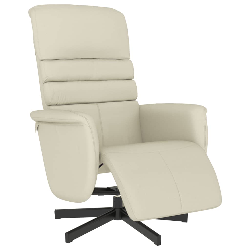 Fauteuil relax avec repose-pieds en cuir artificiel crème